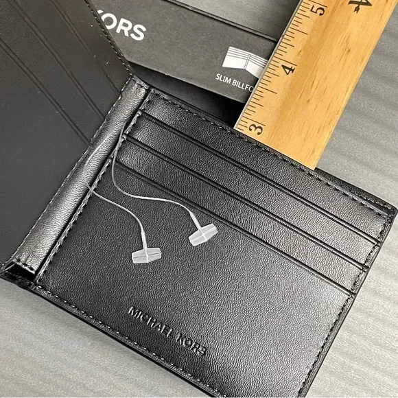 Michael Kors JetSet Mens Slim Billfold Wallet Black NIB 6 Card Slots Luxury Gift